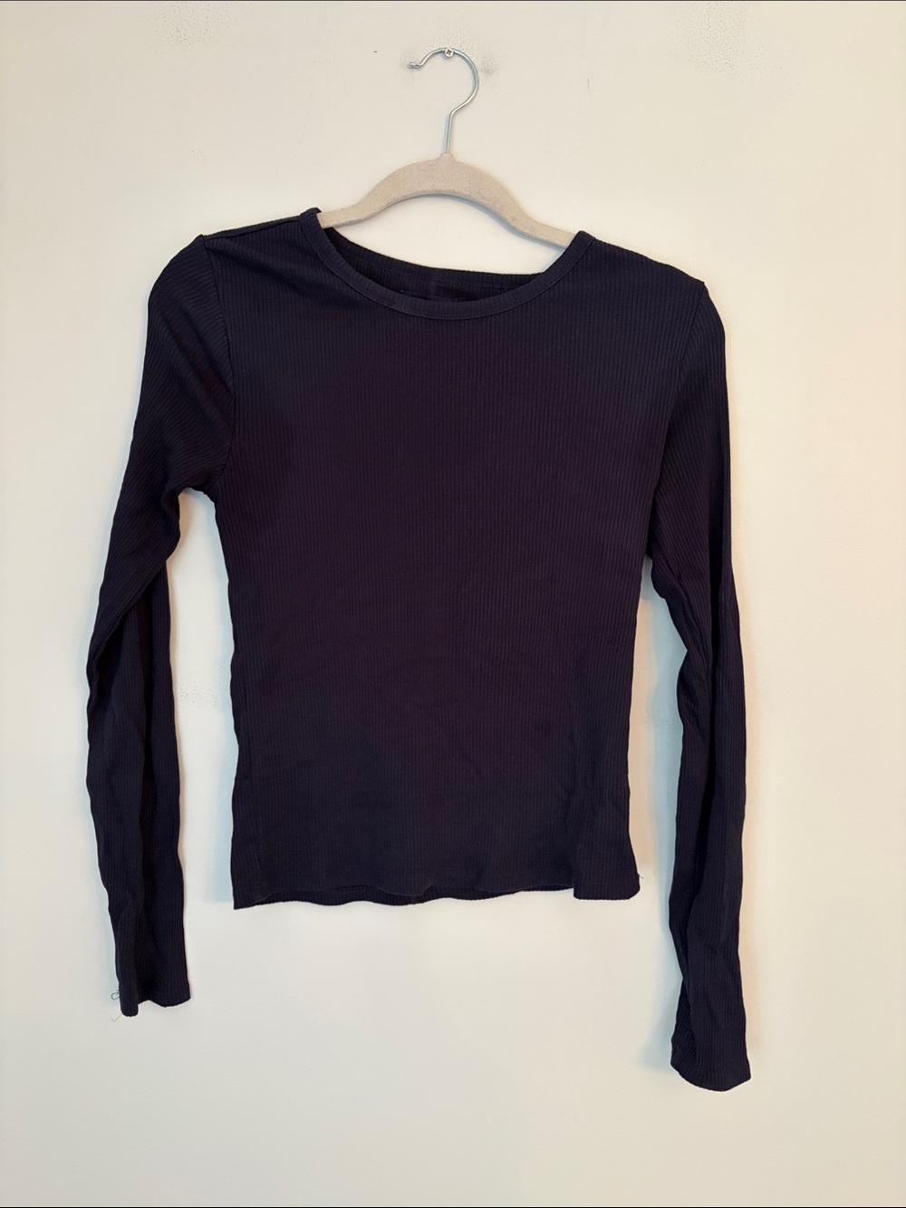 GAP Navy Ribbed Modern Crewneck Long Sleeve Tee Size Medium